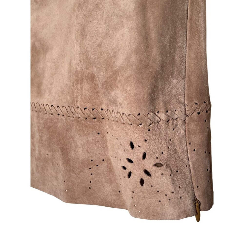 HIT P Size P Suede Leather Beige Vest Perforated Design Western Rodeo Tribal - Picture 11 of 16
